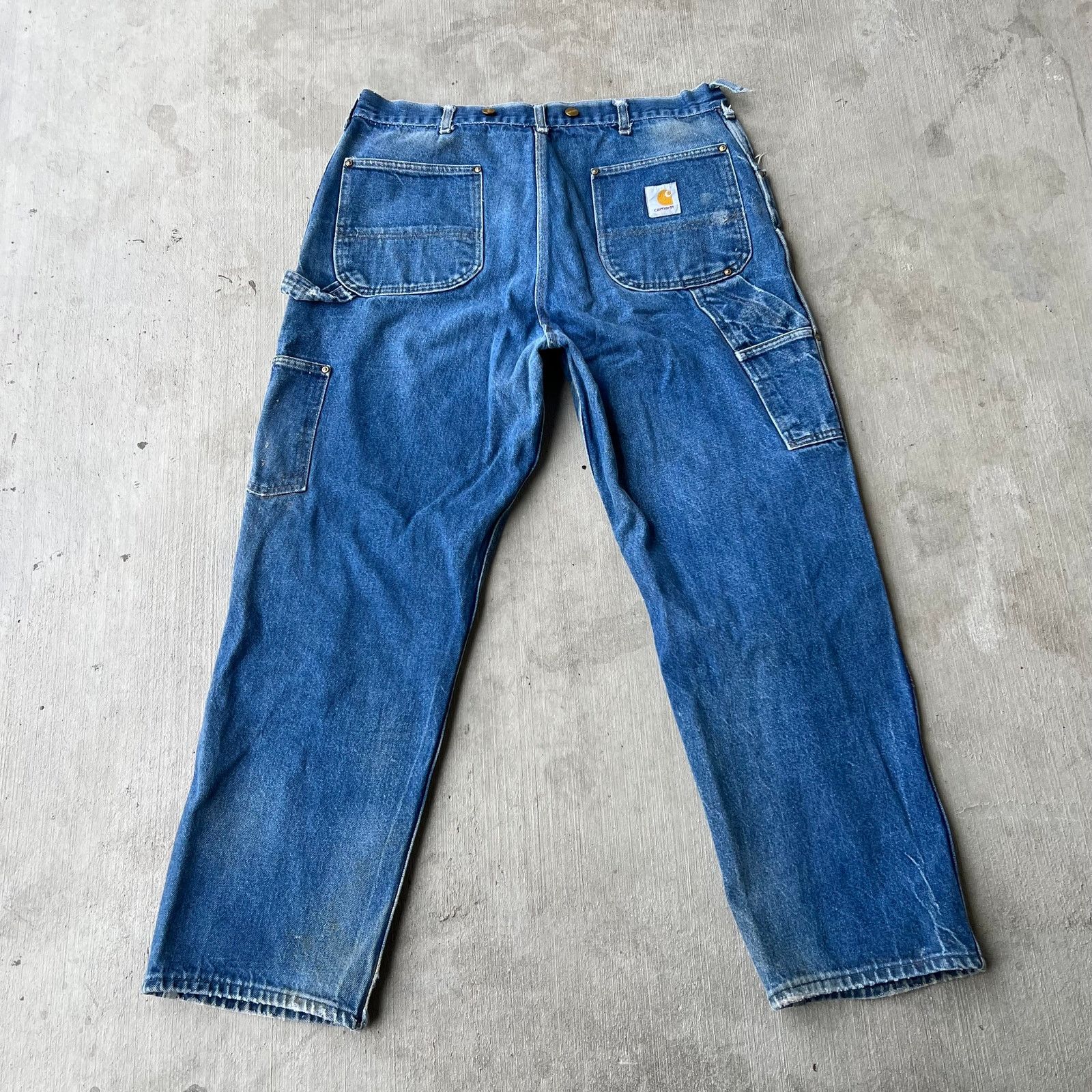 Carhartt × Vintage Carhartt faded blue denim jeans double knee work wear pants Size US 37 - 5 Thumbnail