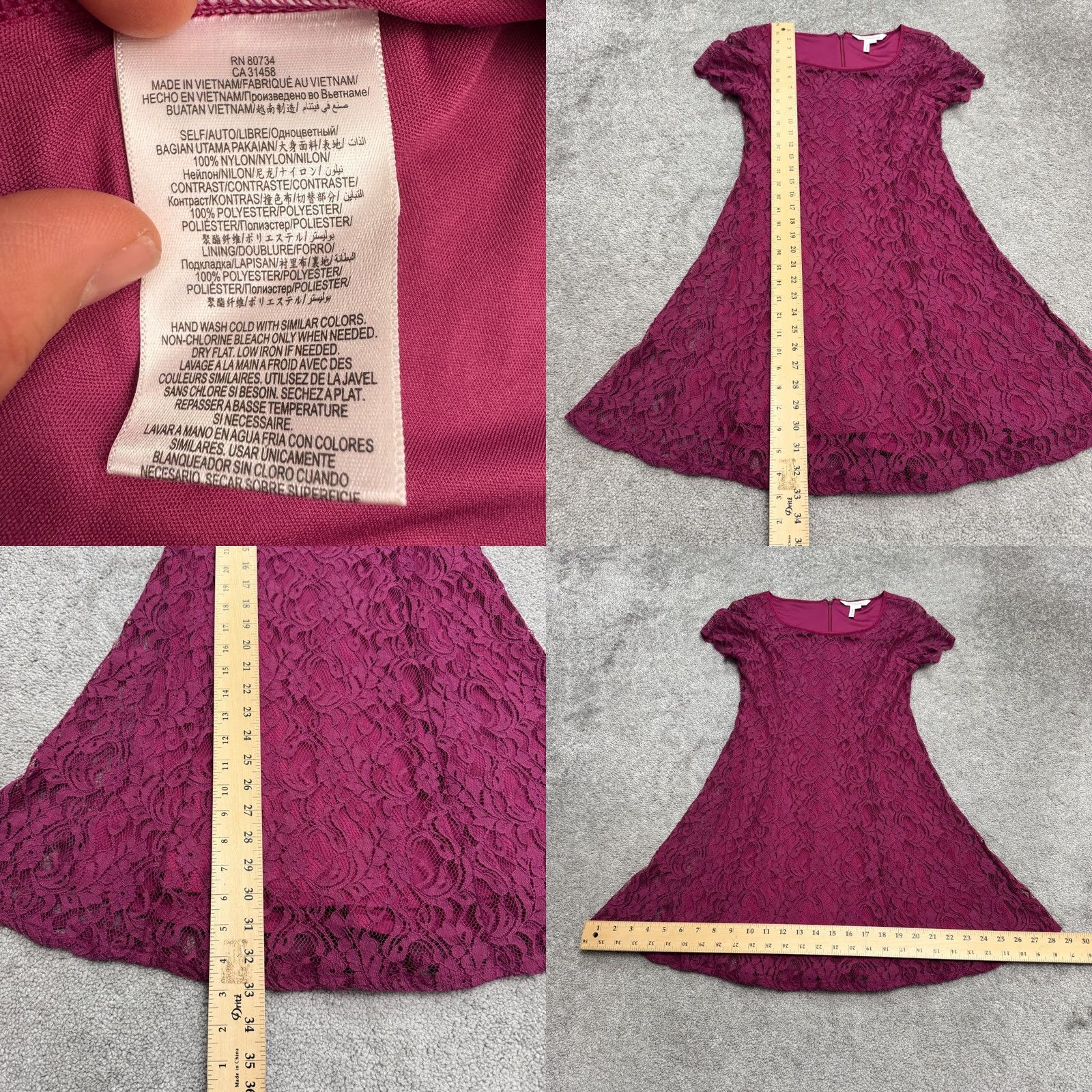 BCBGeneration BCBGeneration Dress Mini A-Line Pink Floral Lace 6 Womens Lined Short Sleeve Size M / US 6-8 / IT 42-44 - 8 Thumbnail