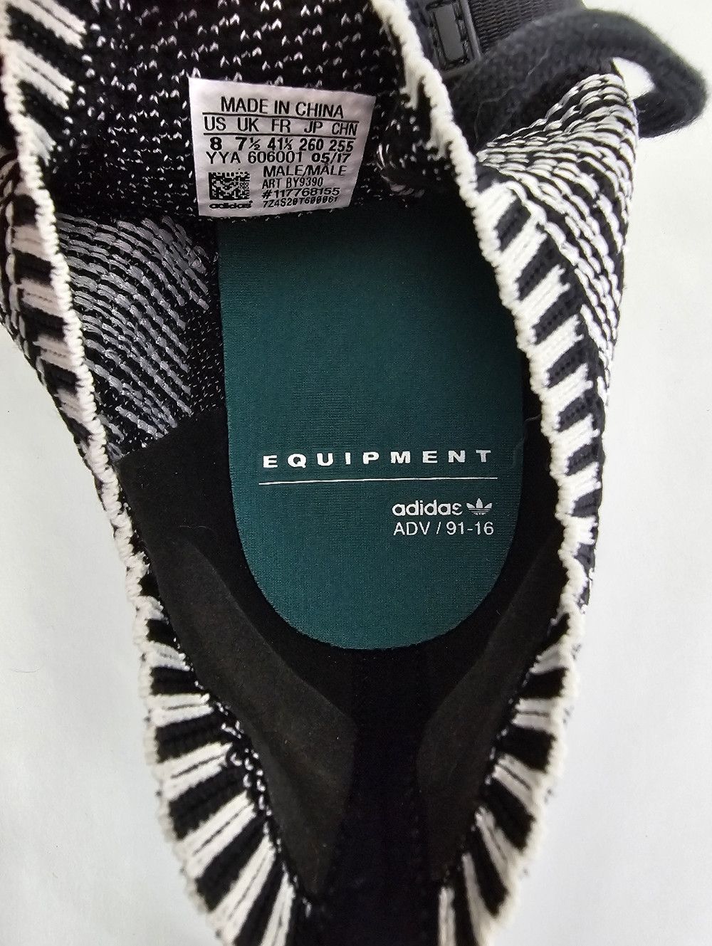 Adidas Adidas EQT Support Adv Primeknit Sneaker Black White Running Size US 8 / EU 41 - 7 Thumbnail