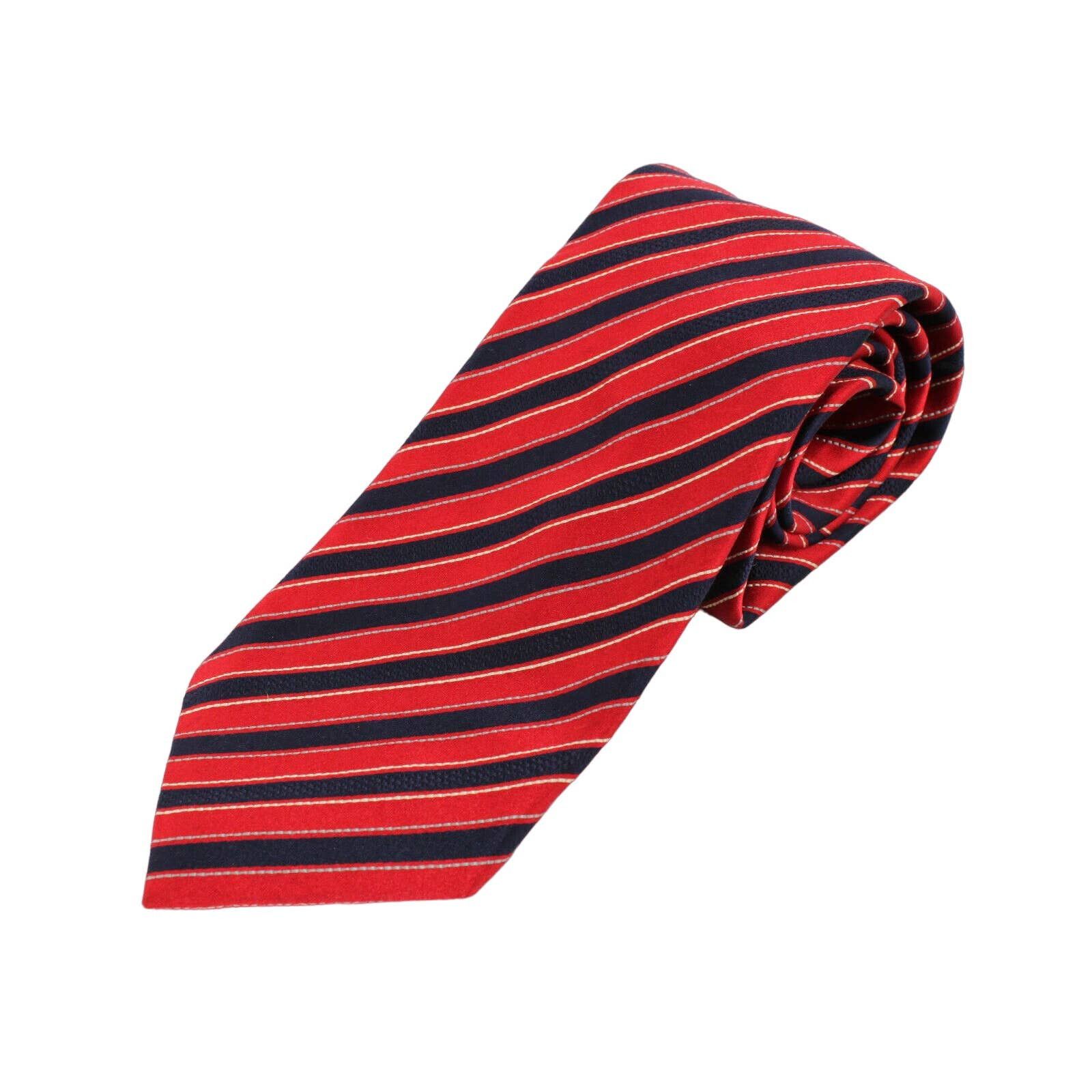 Canali 100% Authentic CANALI Navy Blue and Red Stripped Silk Tie | Grailed