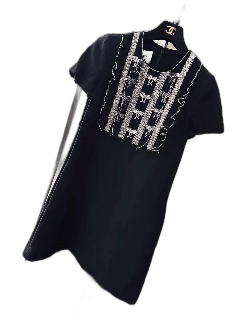 Valentino Valentino Black Short Sleeve Dress with Embellishments Size M / US 6-8 / IT 42-44 - 1 Thumbnail