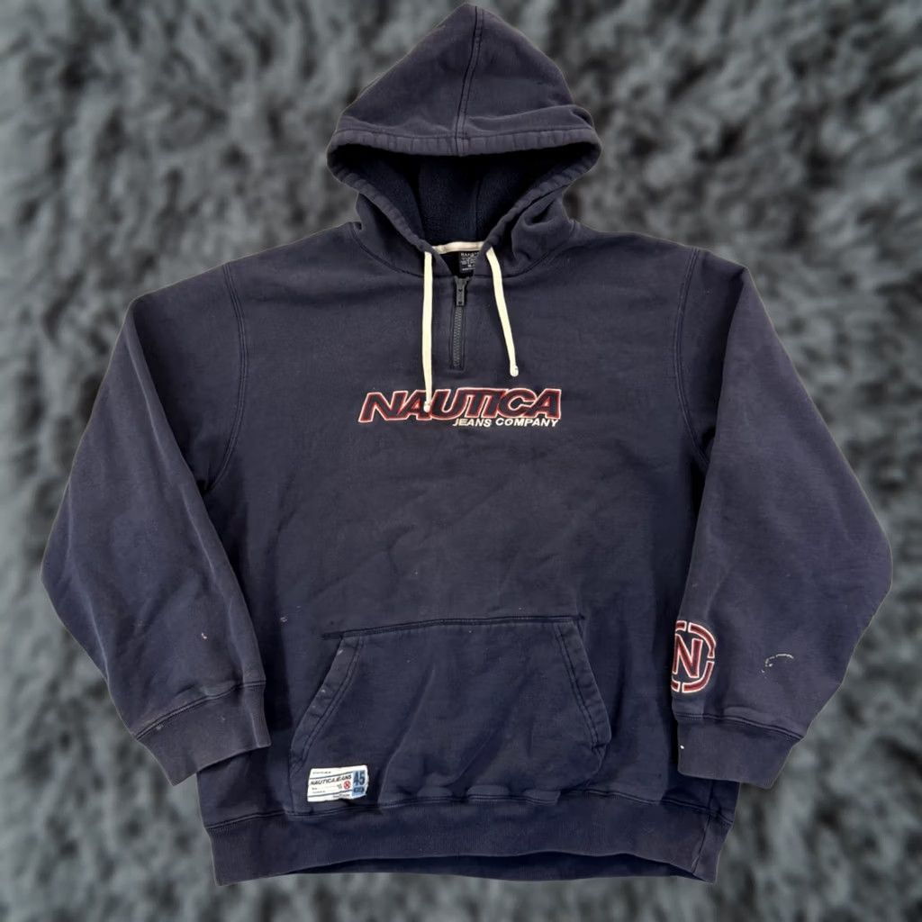 Nautica VINTAGE Nautica Hoodie Mens XL Blue 90s Pullover Zip Pocket Embroidered Logo Size US XL / EU 56 / 4 - 1 Thumbnail