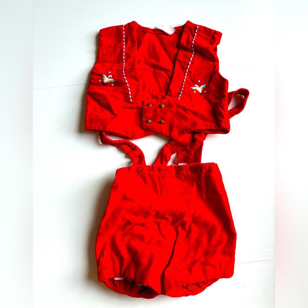 Designer Vintage Little Pal Montreal Red Embroidered Two-Piece Set Size ONE SIZE - 1 Thumbnail