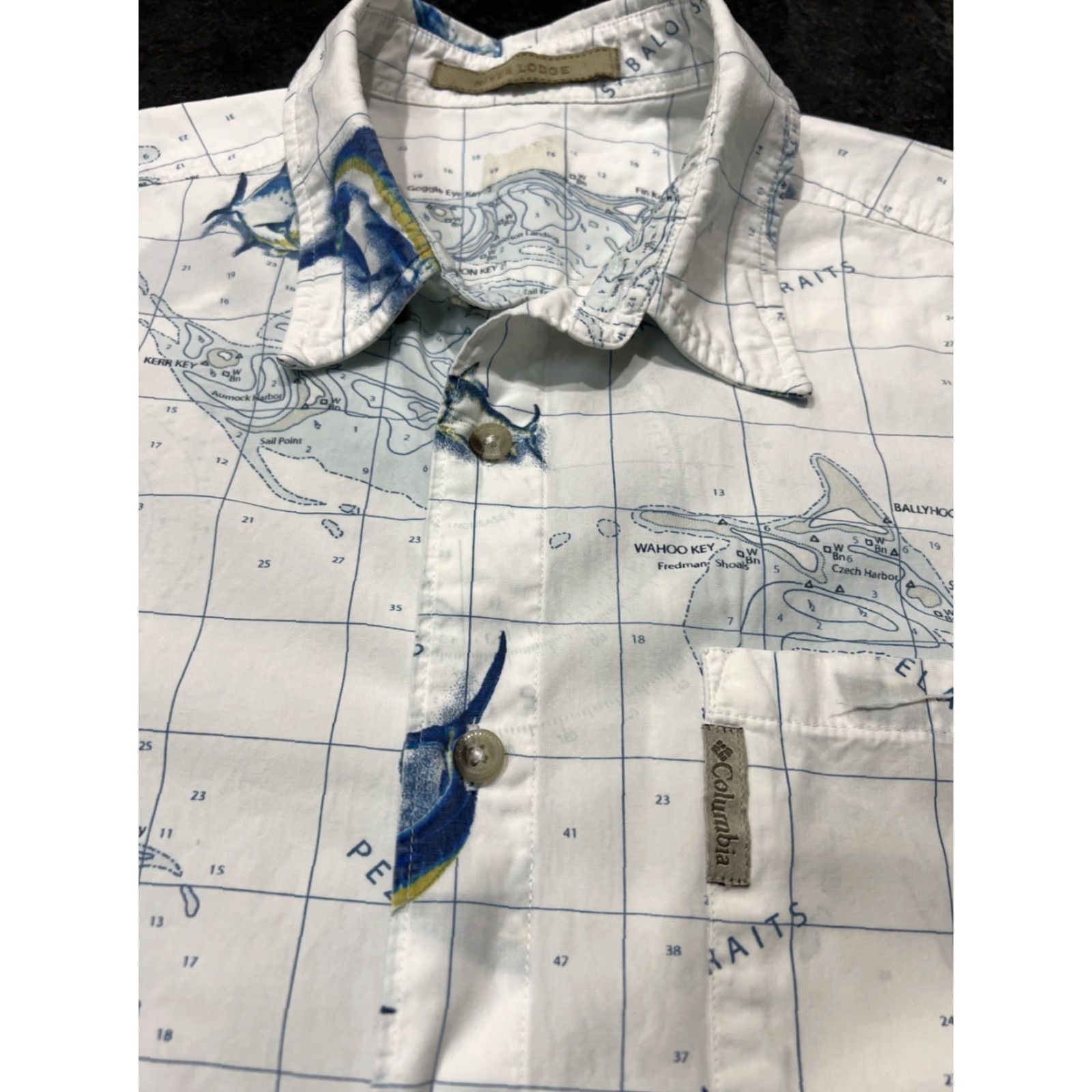 Vintage Columbia Shirt Men's L White River Lodge Button-Up Short Sleeve Cotton Logo Outdoor All Seasons Regular Mens Size US L / EU 52-54 / 3 - 4 Thumbnail