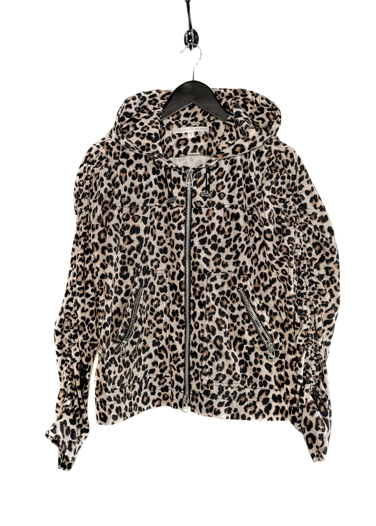 Veronica Beard Leopard Print Windbreaker Utility Jacket