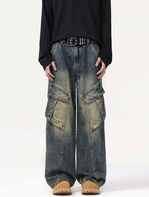 VIBE American street retro men's loose cargo baggy jeans Size US 32 / EU 48 - 1 Thumbnail
