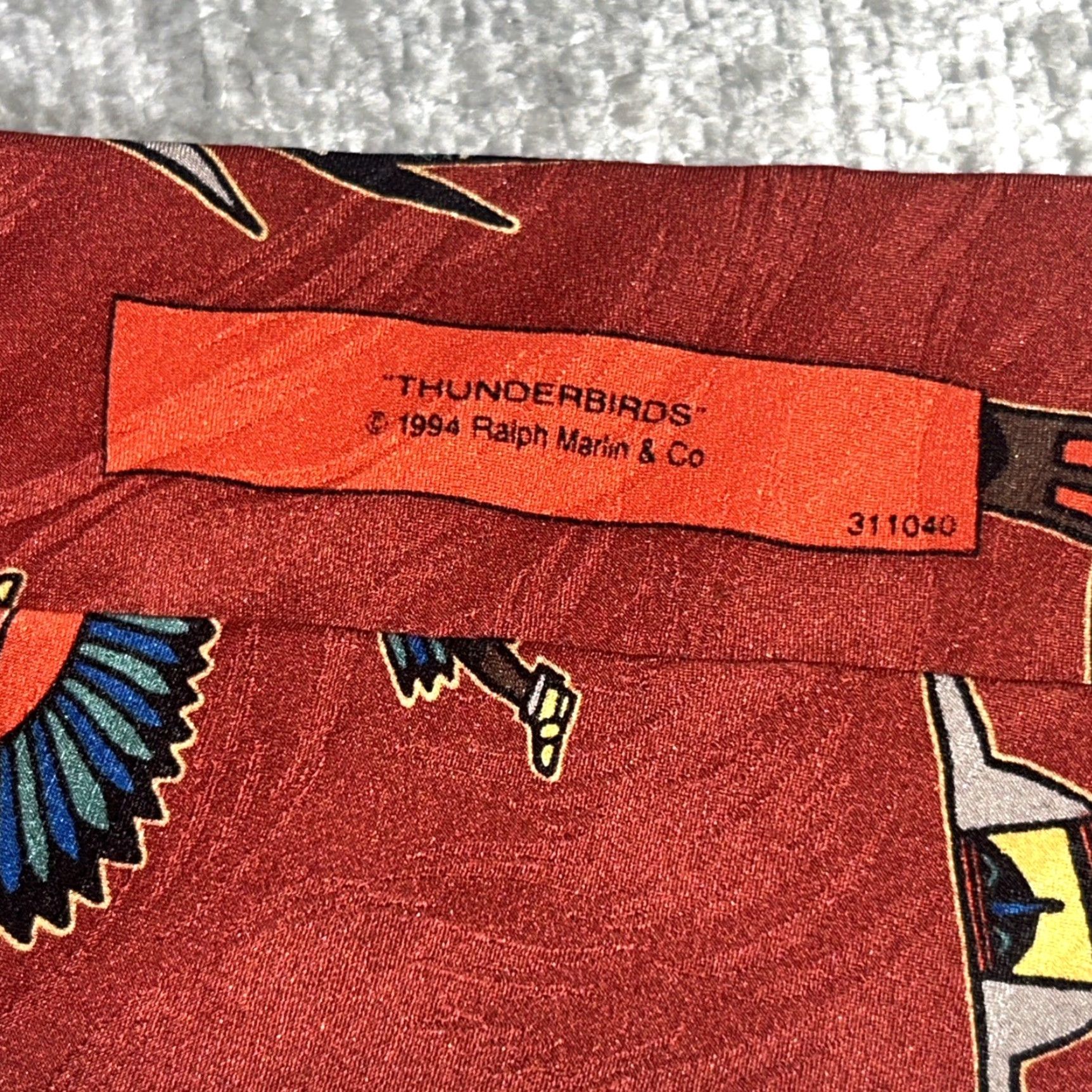 Vintage VINTAGE RM STYLE Thunderbirds Kachina 100% Silk Men Tie Dark Red 1994 Size ONE SIZE - 5 Thumbnail
