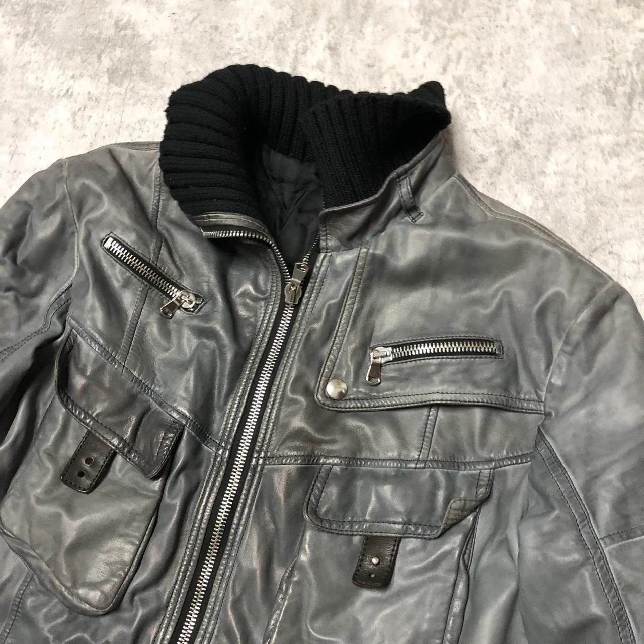 Other Grey leather jacket with black wool collar #leatherjacket Size M / US 6-8 / IT 42-44 - 2 Thumbnail