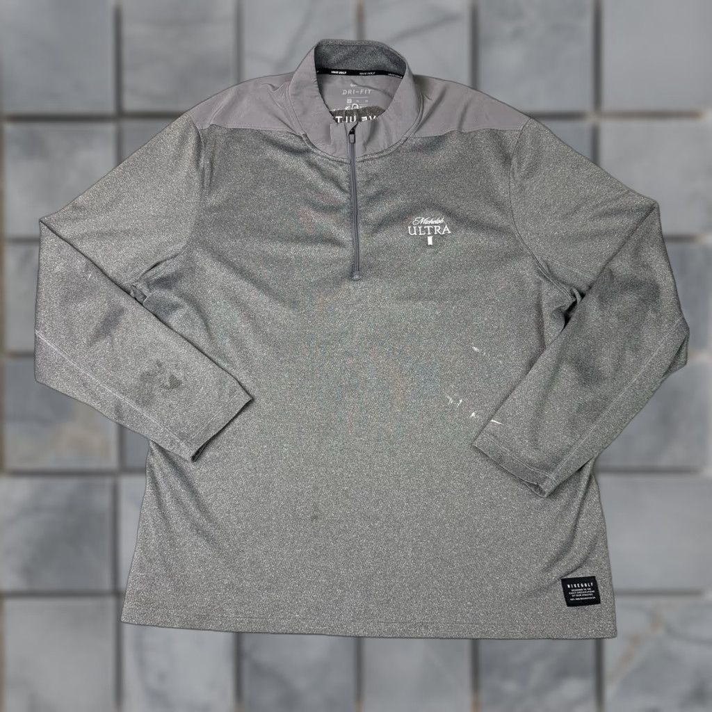 Nike VINTAGE Nike Golf Dri-Fit Shirt Mens XL Gray 1/4 Zip Pullover Performance Mock Neck 1/4 Zip Moisture Wicking Outdoor Sports Mens Size US XL / EU 56 / 4 - 1 Thumbnail