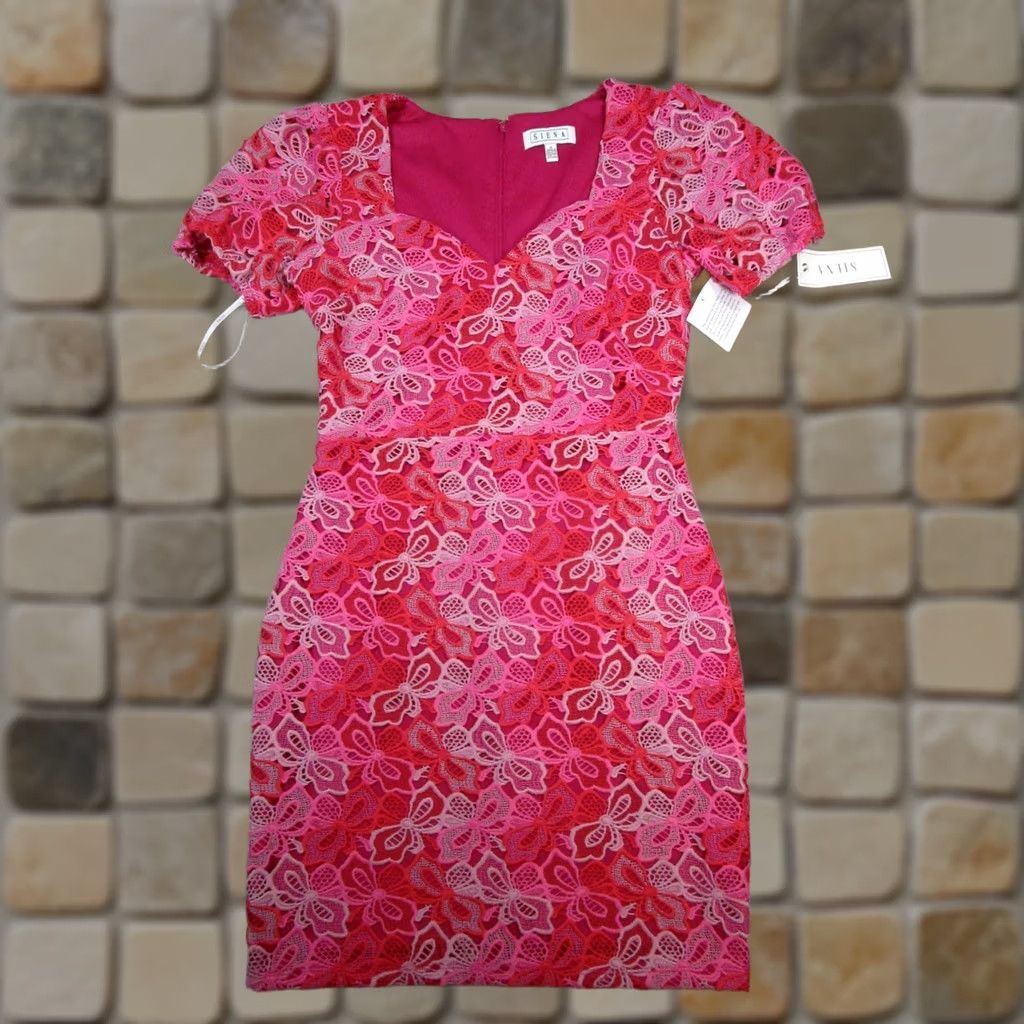 Pinko Siena Dress Womens 4 Pink Floral Lace Bodycon New Size S / US 4 / IT 40 - 1 Thumbnail