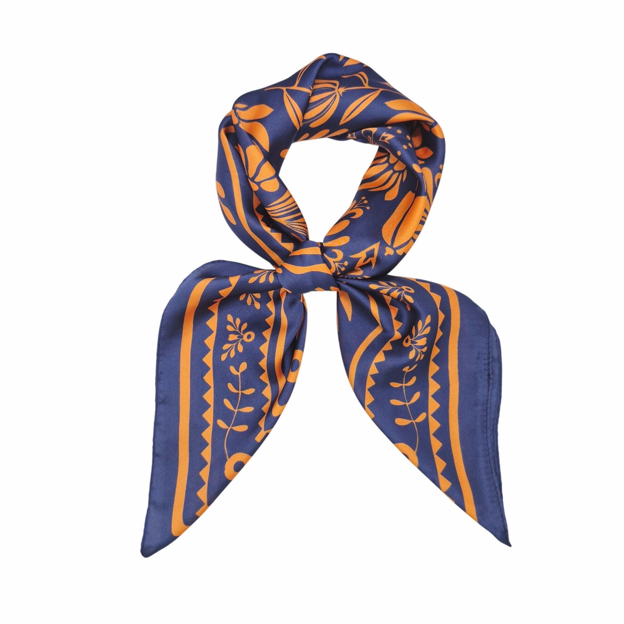 Other ⭐Luxury Floral Botanical Geometric Blue Orange Silky Soft Sq Size ONE SIZE - 2 Thumbnail