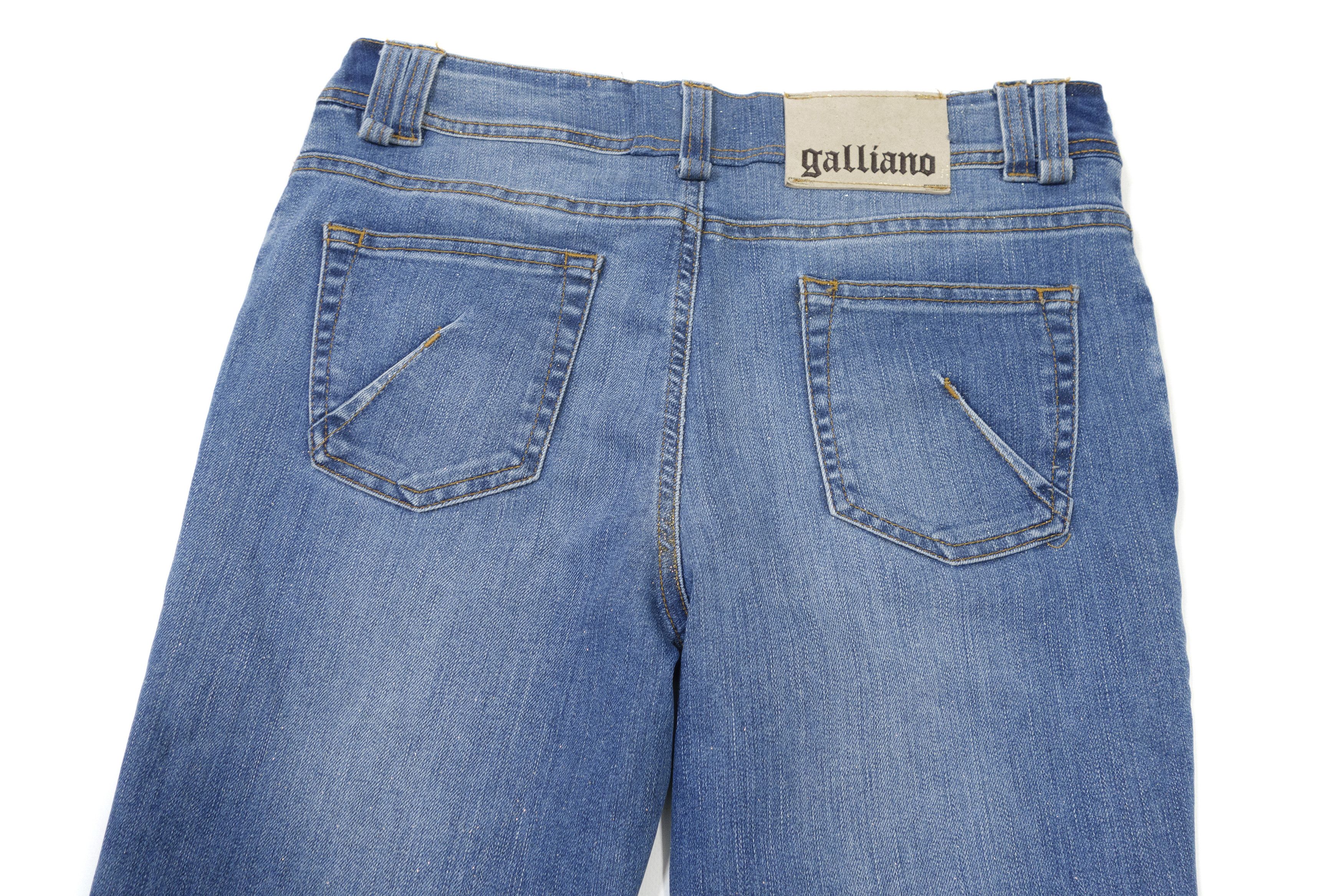 John Galliano Y2K Galliano Glitter Straight Leg Logo Patch Jeans Size 32" / US 10 / IT 46 - 4 Thumbnail