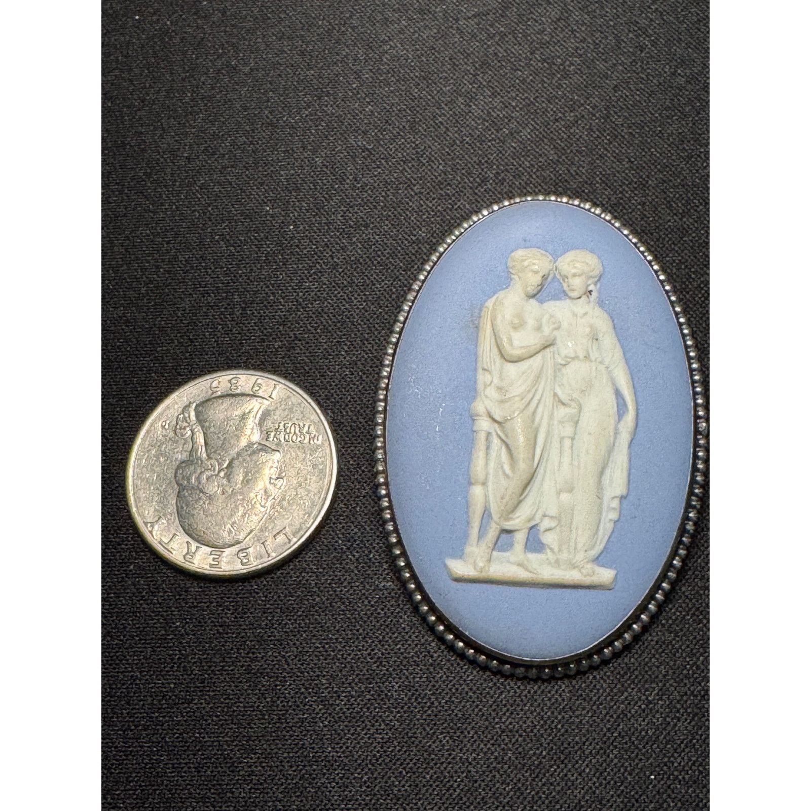 Other Vintage Wedgewood Blue Jasperware Cameo 1960's Brooch Size ONE SIZE - 3 Thumbnail