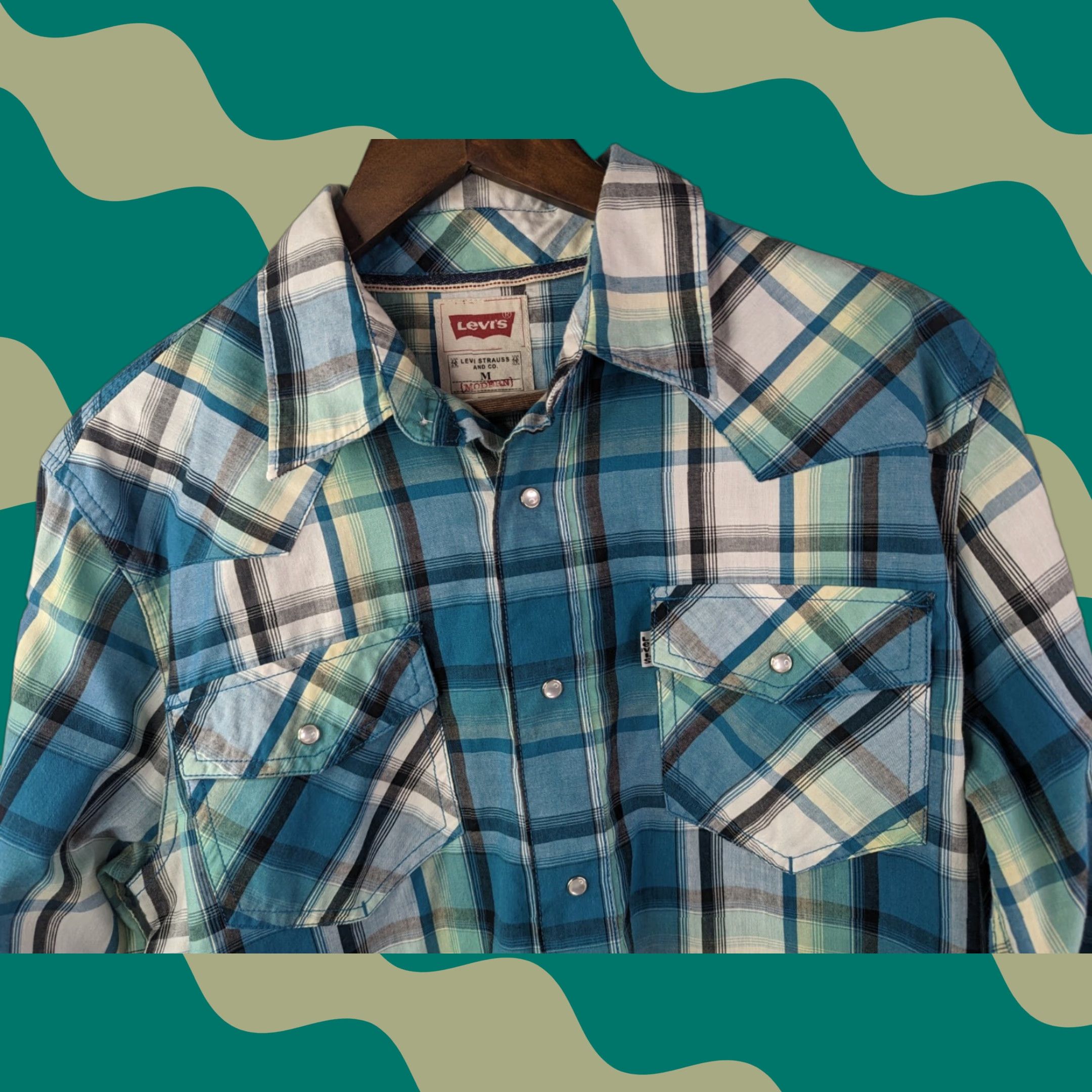 Levi's Levis Blue Plaid Long Sleeve Shirt Mens M Collared Button-Up Western Casual Size US M / EU 48-50 / 2 - 1 Thumbnail