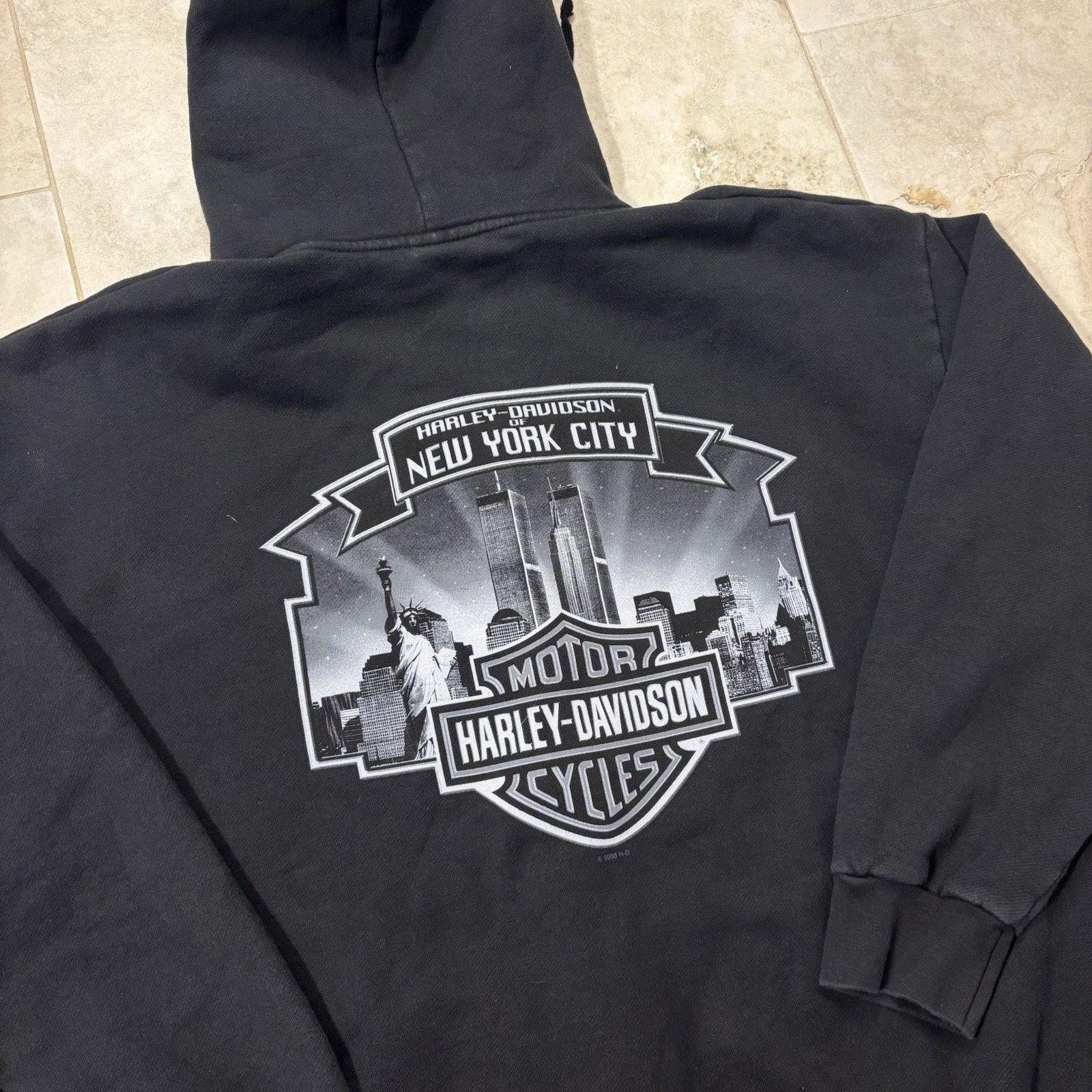 Harley Davidson Vintage Harley Davidson Full Zip Hoodie Sweatshirt New York Size US L / EU 52-54 / 3 - 4 Thumbnail
