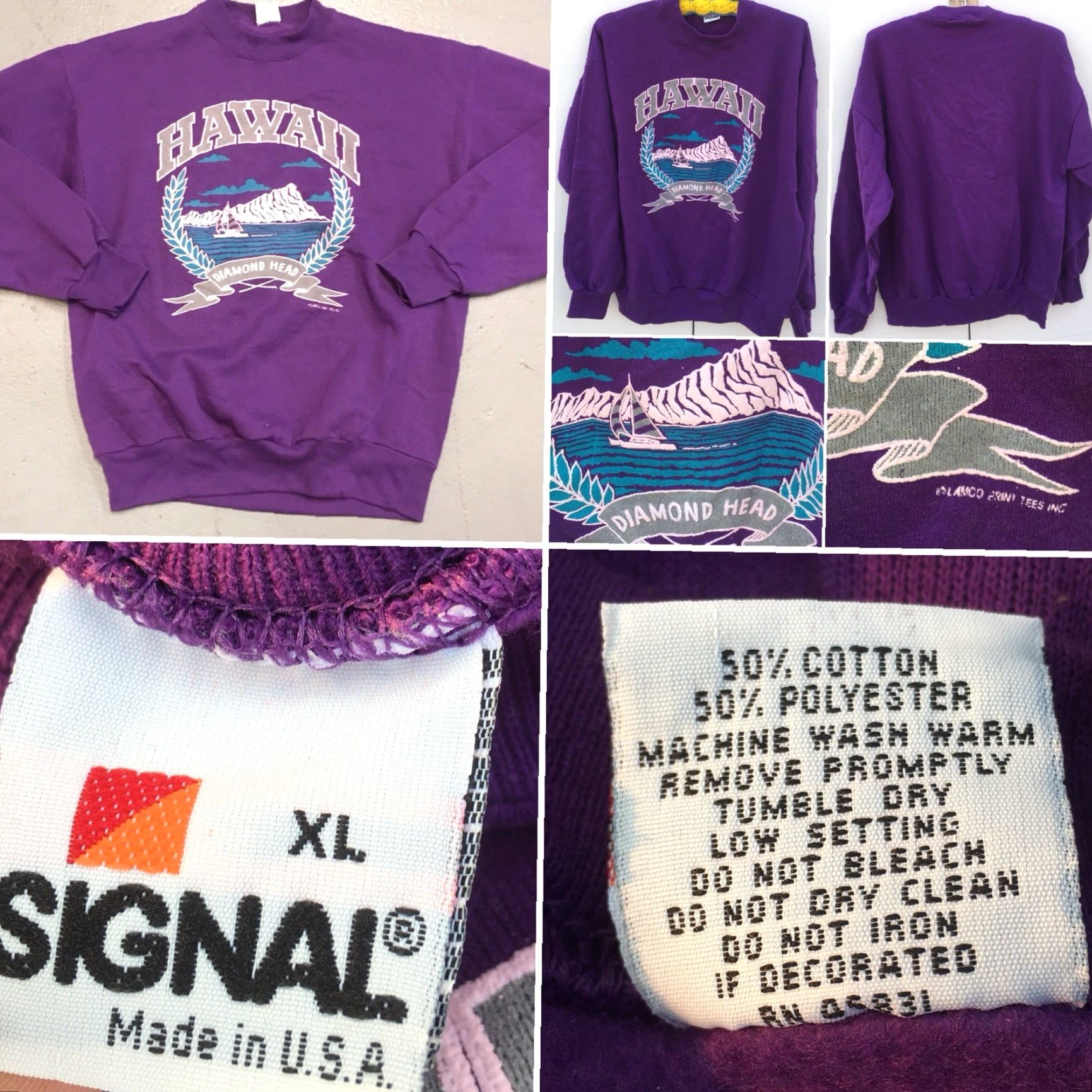 Vintage VINTAGE HAWAII Diamond Head Graphic Sweatshirt XL Signal Made In USA 80s 1980s Size US XL / EU 56 / 4 - 2 Thumbnail