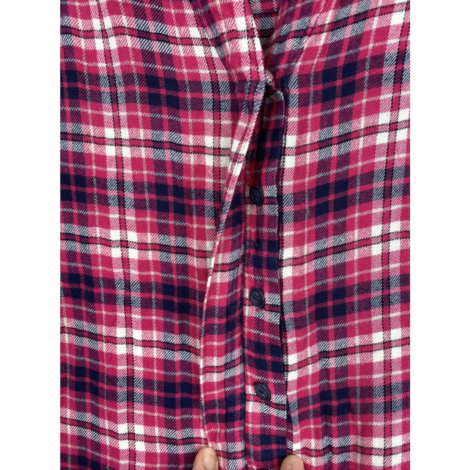 Vintage Lane Bryant Top Womens 14 Pink Plaid Rayon Flannel Button-Up Shirt Long Sleeve Collared Heather Pink Womens 14 Lane Bryant Size XL / US 12-14 / IT 48-50 - 7 Thumbnail