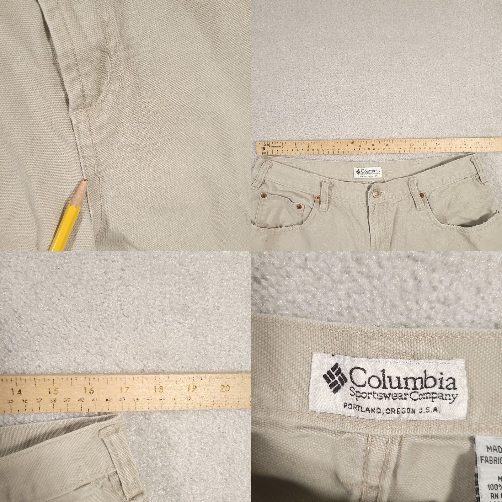 Vintage Columbia Pants Mens 36x32 Beige Cotton Canvas 5 Pocket Hiking Workwear Pants Size US 36 / EU 52 - 8 Thumbnail