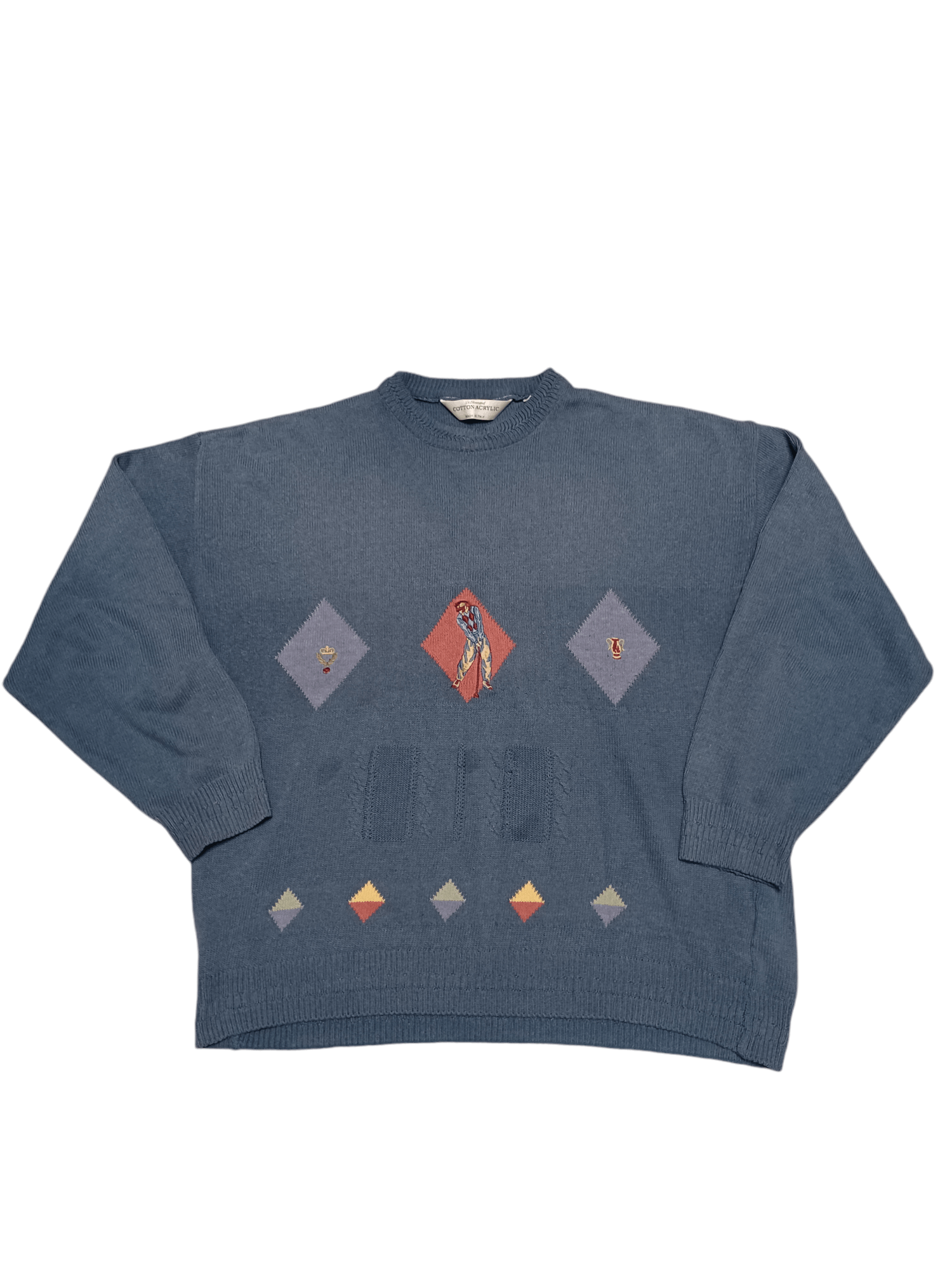 Other MADE IN ITALY 90S VINTAGE BIG EMBROIDERED OLDMONEY SWEATER Size US XL / EU 56 / 4 - 1 Thumbnail