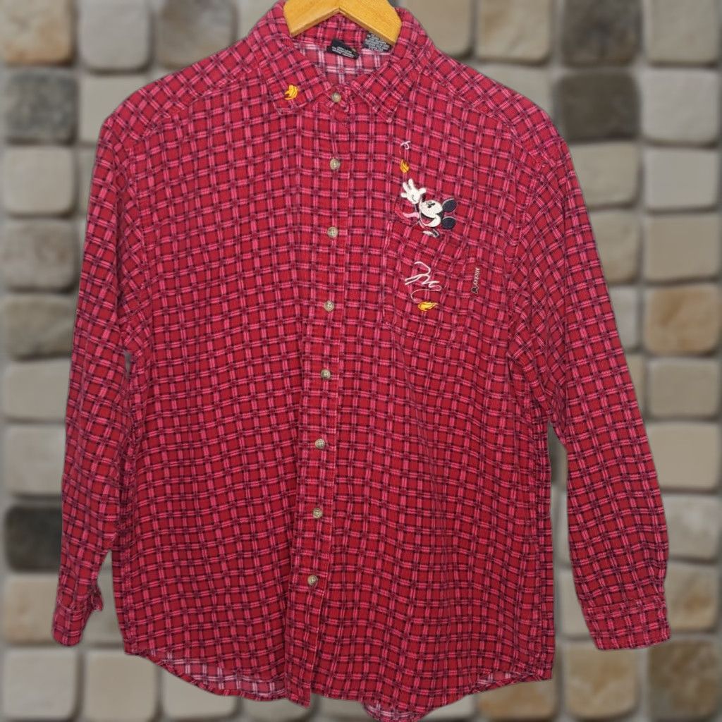 Mickey Unlimited VINTAGE Mickey Unlimited Mickey Mouse Shirt Women L Long Sleeve Red Plaid 90s Size L / US 10 / IT 46 - 1 Thumbnail