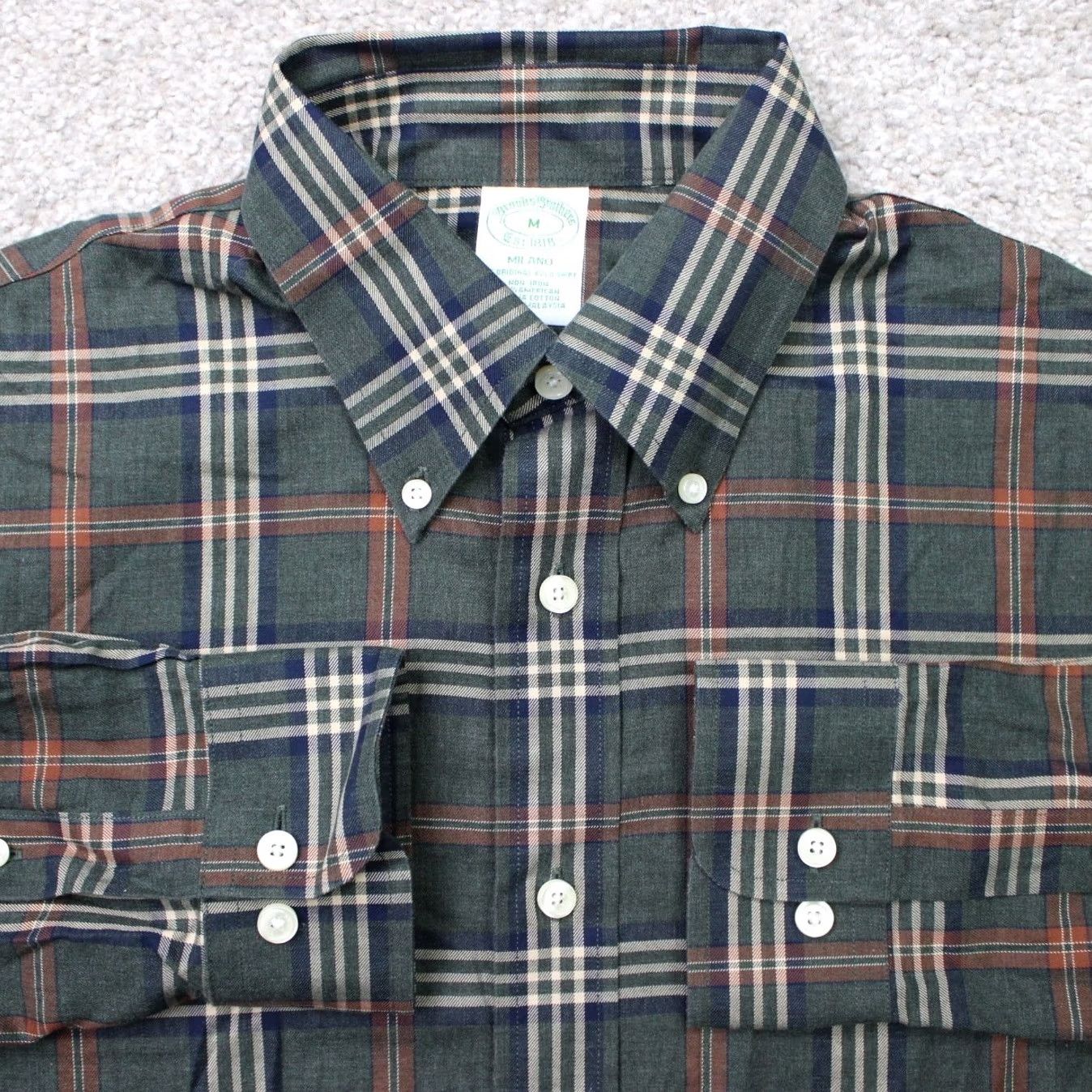 Brooks Brothers Brooks Brothers Shirt Mens Medium Green Milano Non-Iron 100% Supima Cotton L/S Shirt Size US M / EU 48-50 / 2 - 2 Thumbnail
