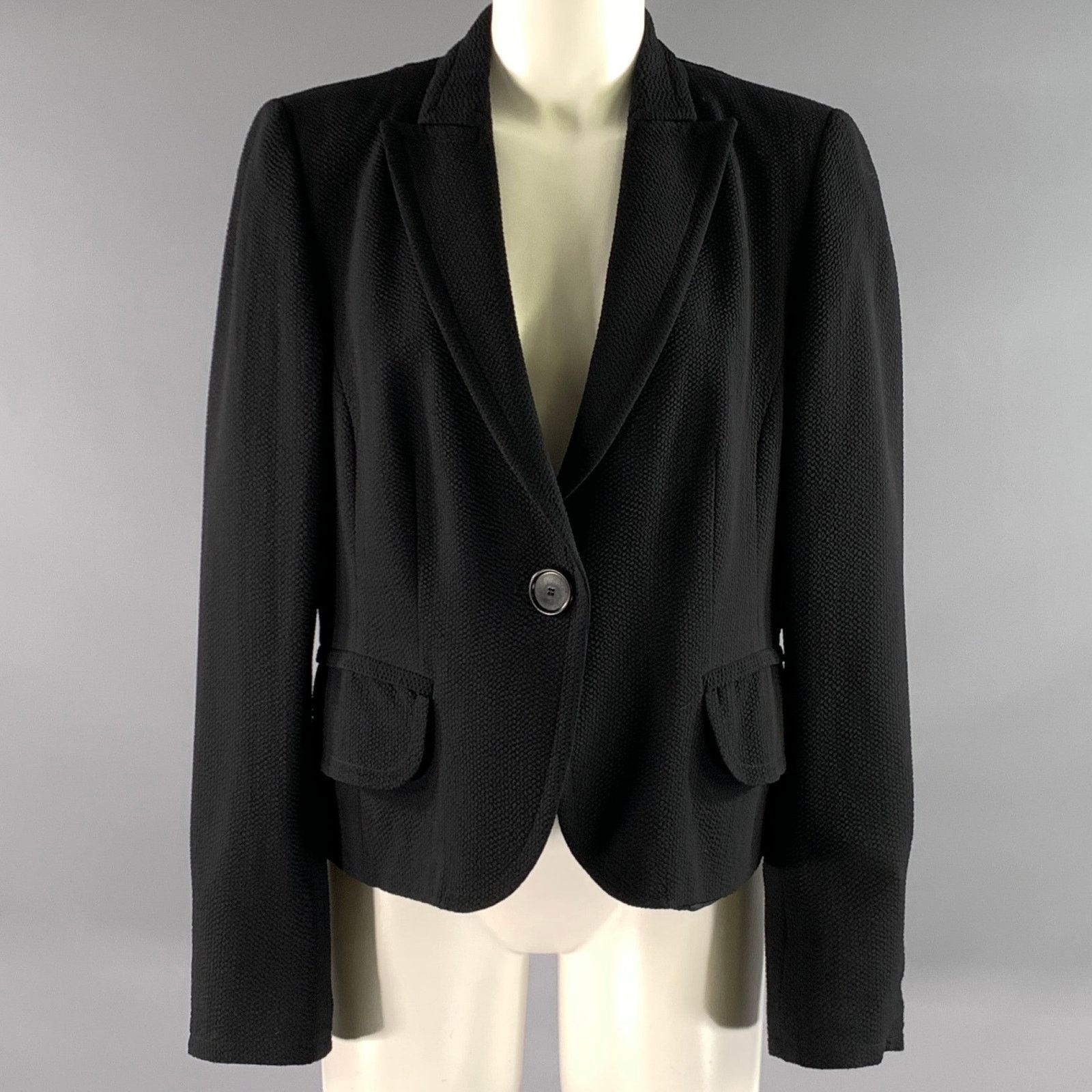 Akris AKRIS Size 12 Black Wool Elastane Single Button Jacket Size XL / US 12-14 / IT 48-50 - 1 Thumbnail