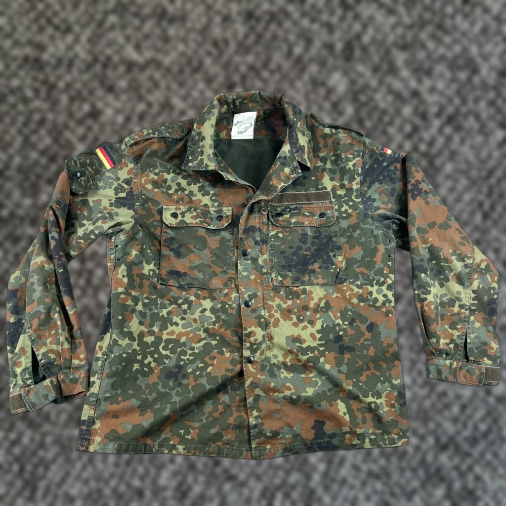 VINTAGE Bundeswehr German Field Jacket Mens L Flectarn Camo BDU Grunge Military Jacket