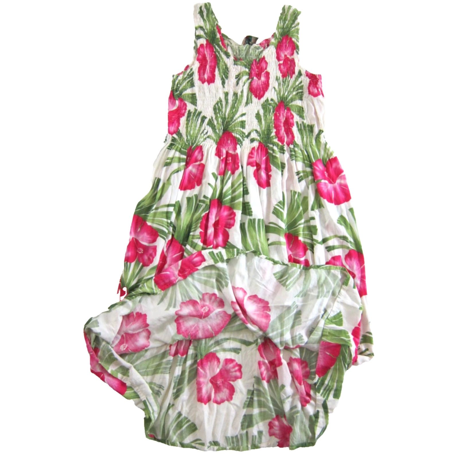 Hilo Hattie VINTAGE Hilo Hattie Pink Green Ivory Rayon Floral Hawaiian Tank Sun Dress Large Size L / US 10 / IT 46 - 5 Thumbnail