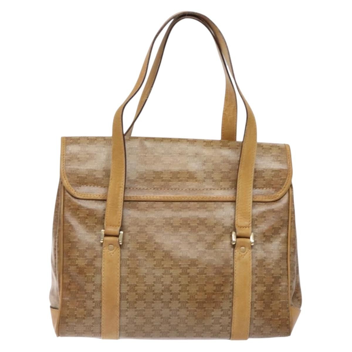Celine CELINE Macadam Canvas Hand Bag Pvc Beige Gold Size ONE SIZE - 3 Thumbnail