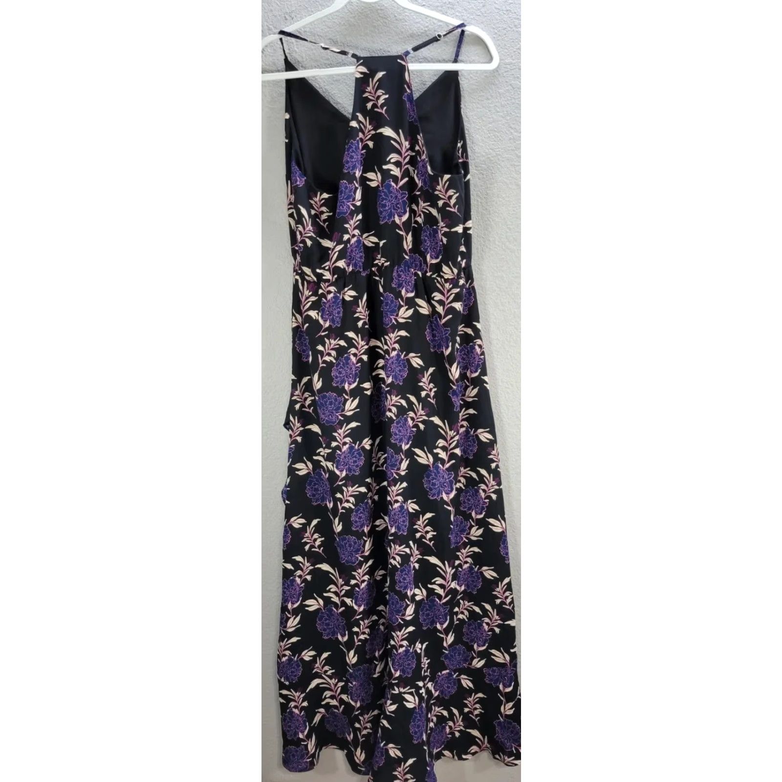 Market Market & Spruce Carmen Black Purple Floral Sundress L NWT Sleeveless Spaghetti Ruffle High Low Maxi Dress Womens Size L / US 10 / IT 46 - 6 Thumbnail