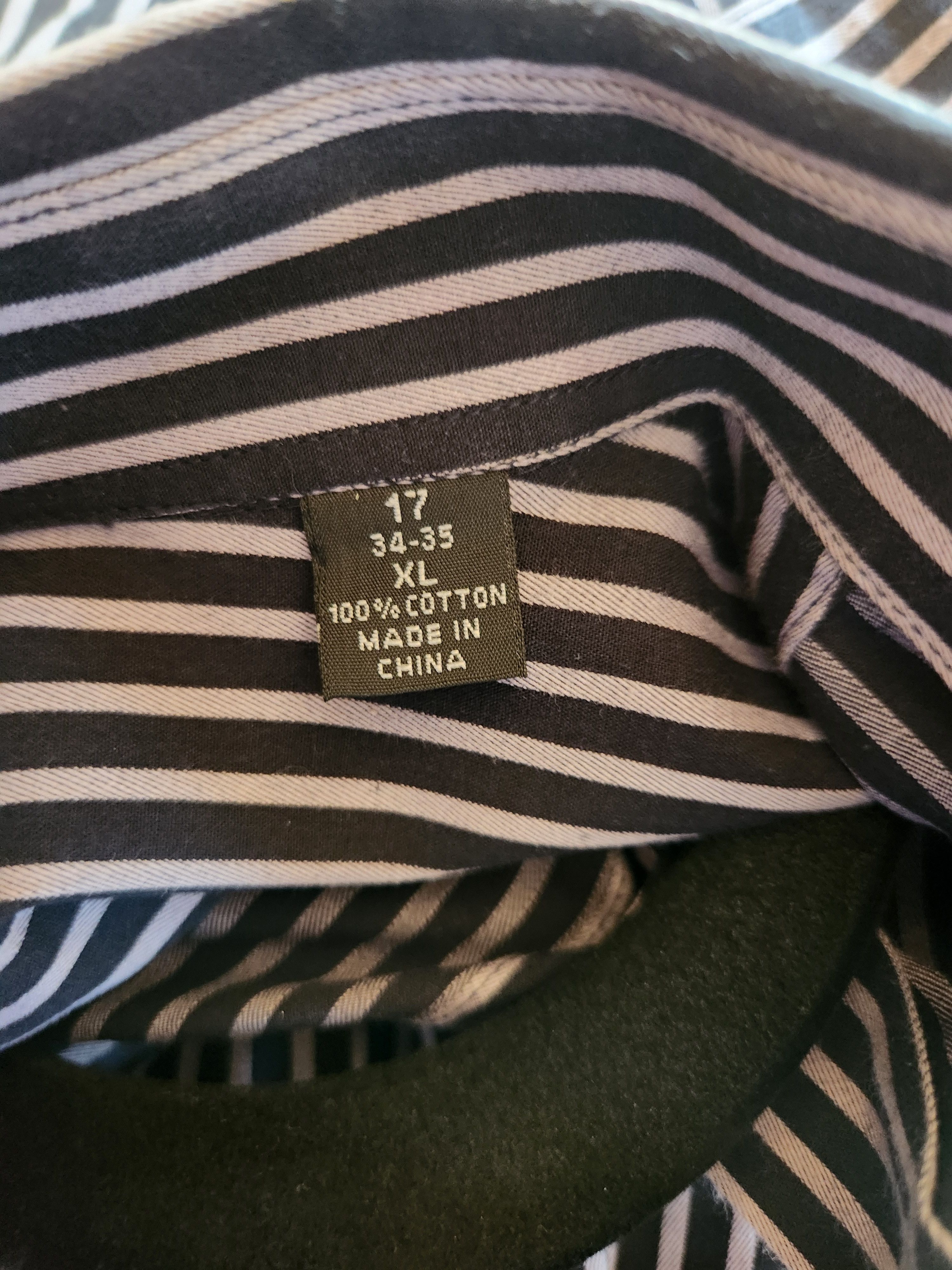 Alfani 100% Cotton Black and Gray Striped Long Sleeve Shirts Size US XL / EU 56 / 4 - 4 Thumbnail