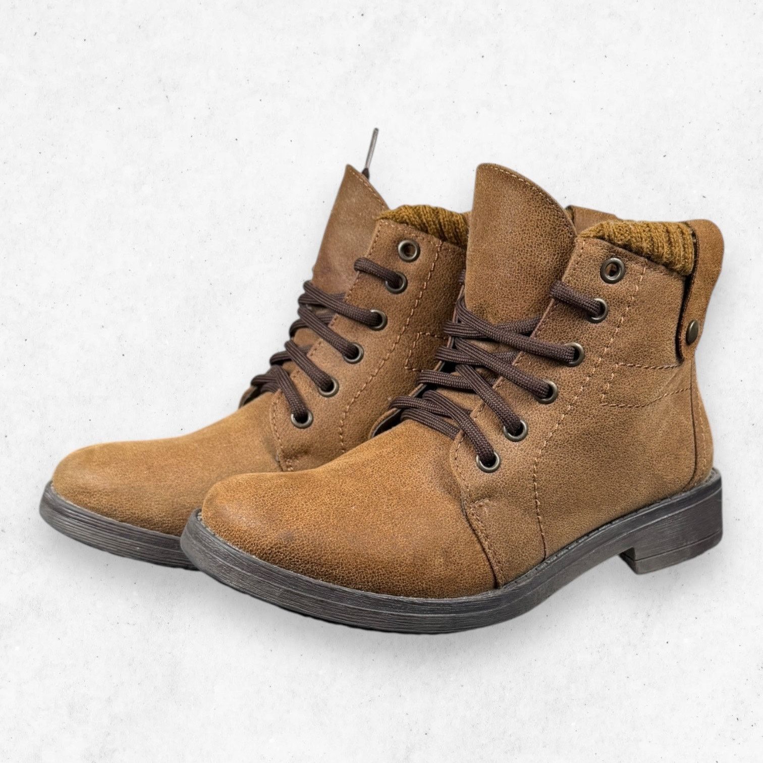 Other Urban CKlass Tan Brown Knit Cuff Lace Up Combat Boots Sz 7 Size US 7 / IT 37 - 3 Thumbnail