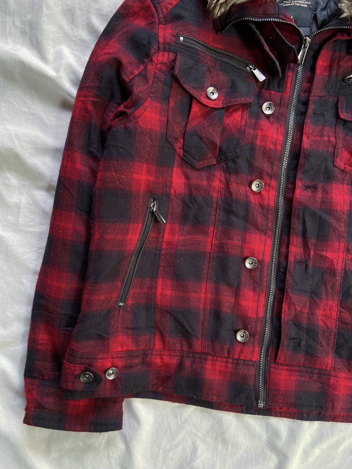 PPFM DOUBLE FOCUS BONDAGE PUNK PLAID FUR JACKET Size US M / EU 48-50 / 2 - 5 Thumbnail