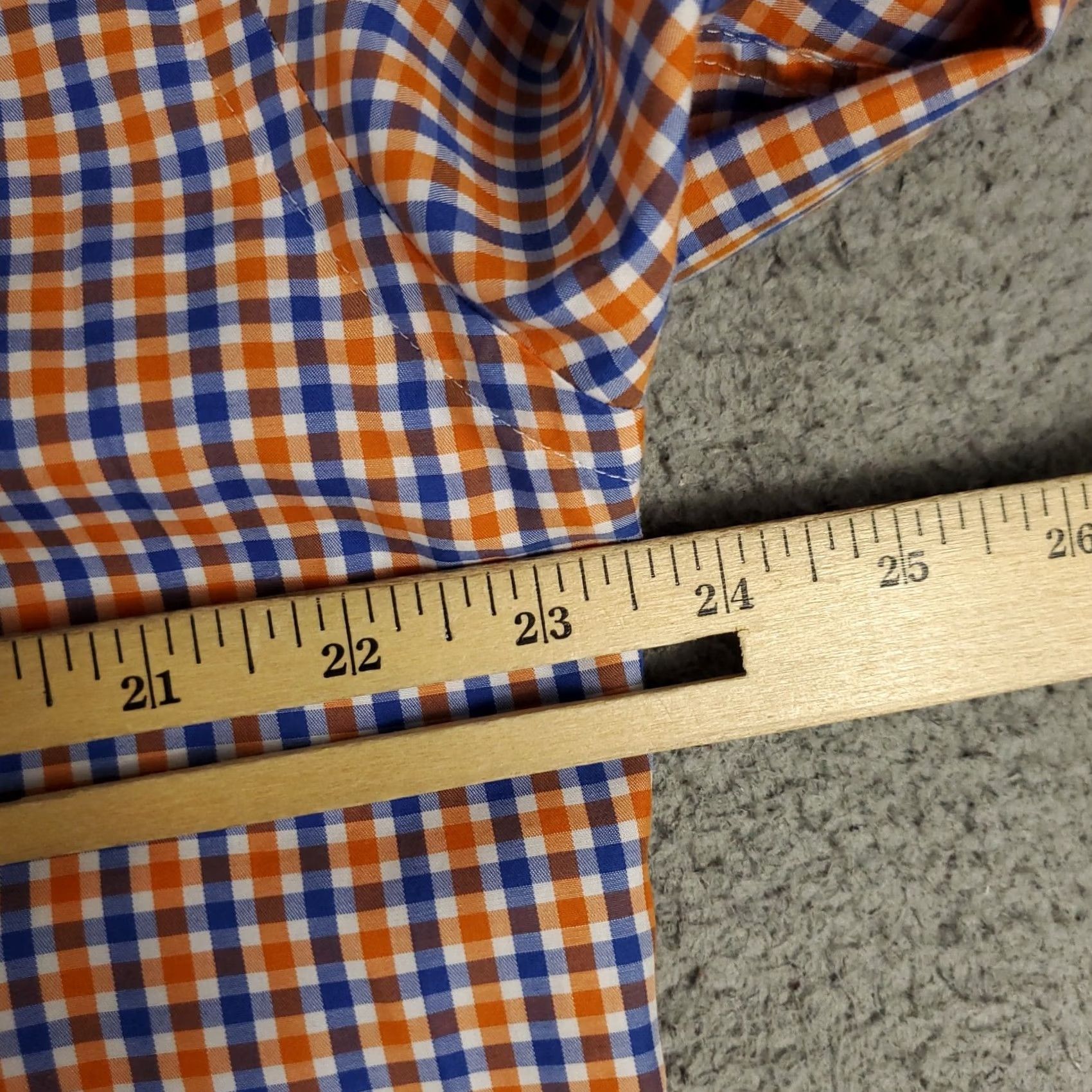 BUGATCHI Bugatchi Uomo Shirt Mens Size 16.5 Orage Blue Check Dress Button Up Long Sleeve Size 46R - 5 Thumbnail