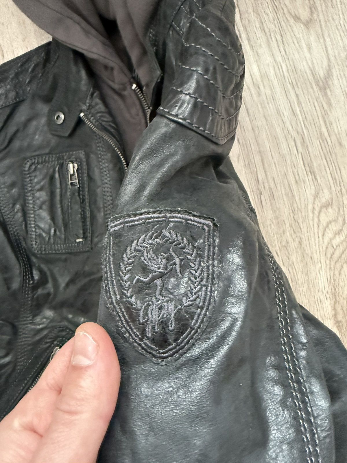 Gypsy Gipsy Leather Biker Jacket with Inner Hoodie Layer – Size S Size S / US 4 / IT 40 - 15 Thumbnail
