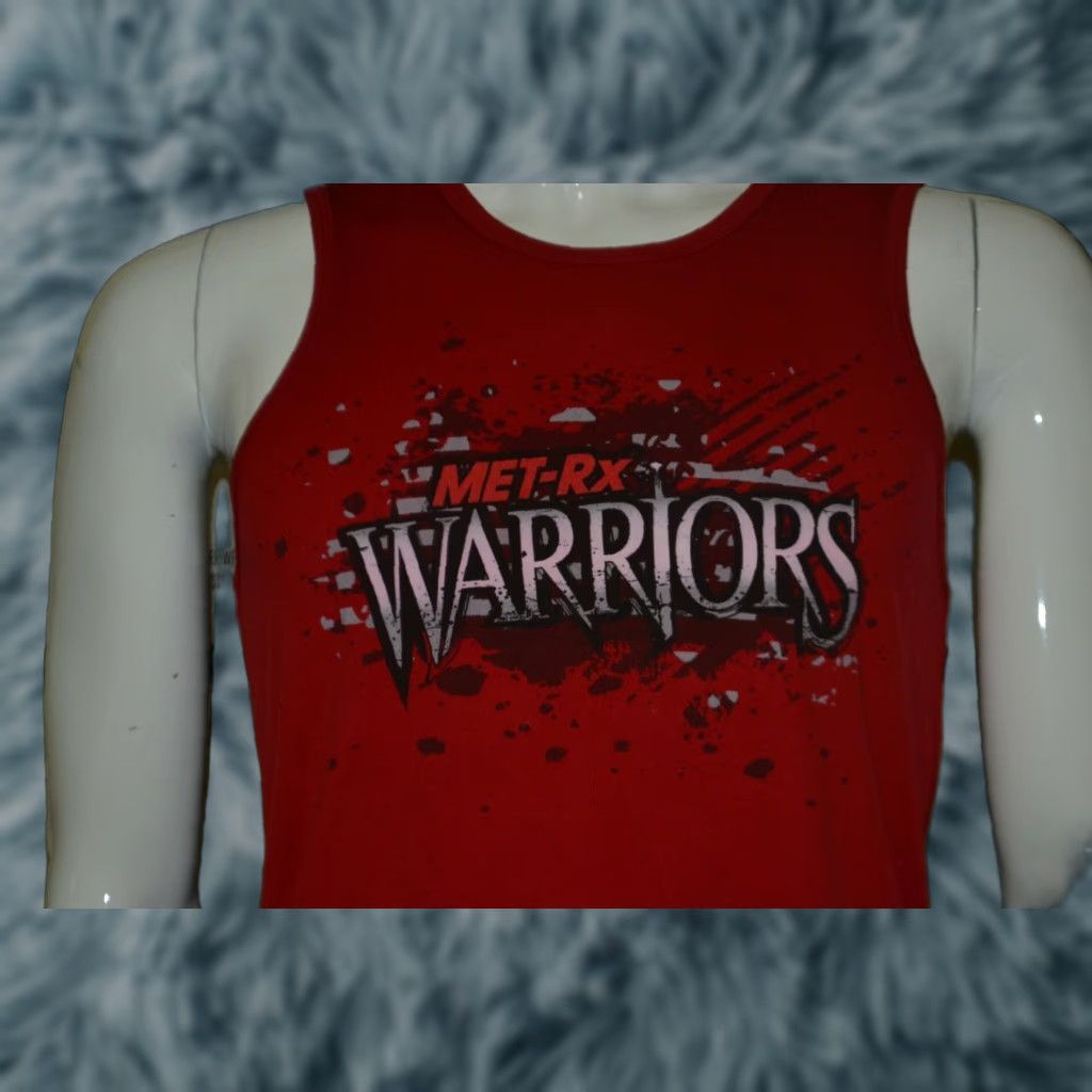 Vintage MET-RX Warriors Workout Tank Top Shirt Medium Men's Red Athletic Sleeveless Body Building Shirt Size US M / EU 48-50 / 2 - 1 Thumbnail