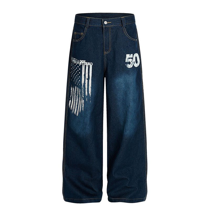 Vintage American retro washed distressed straight leg jeans for men Size US 32 / EU 48 - 1 Thumbnail