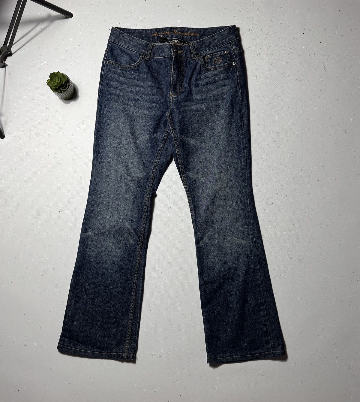 Harley Davidson Harley-Davidson Women’s Bootcut Jeans – Vintage Biker Size US 34 / EU 50 - 1 Thumbnail