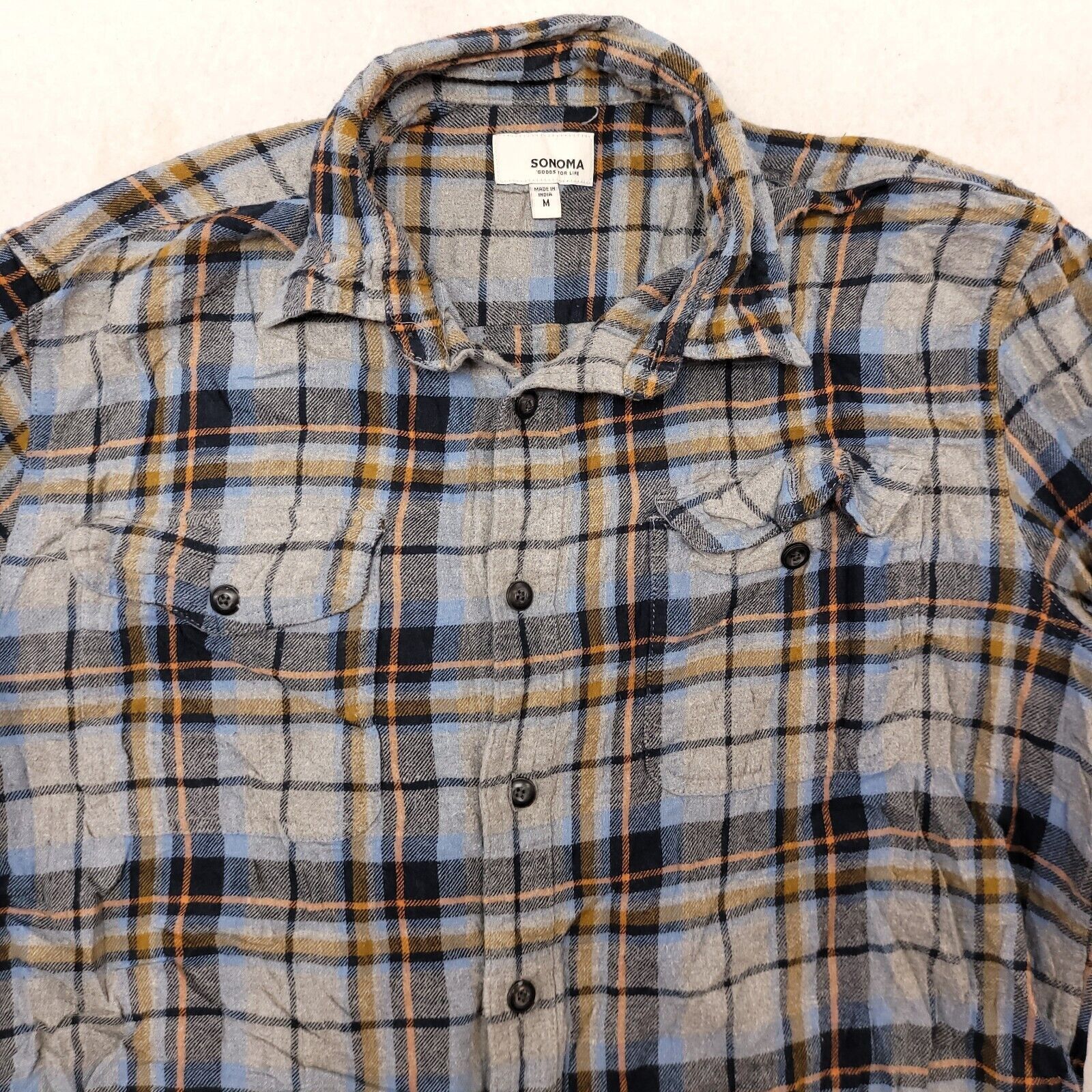 Sonoma Sonoma Madras Flannel Casual Shirt Mens Size Medium M Gray Size US M / EU 48-50 / 2 - 1 Thumbnail