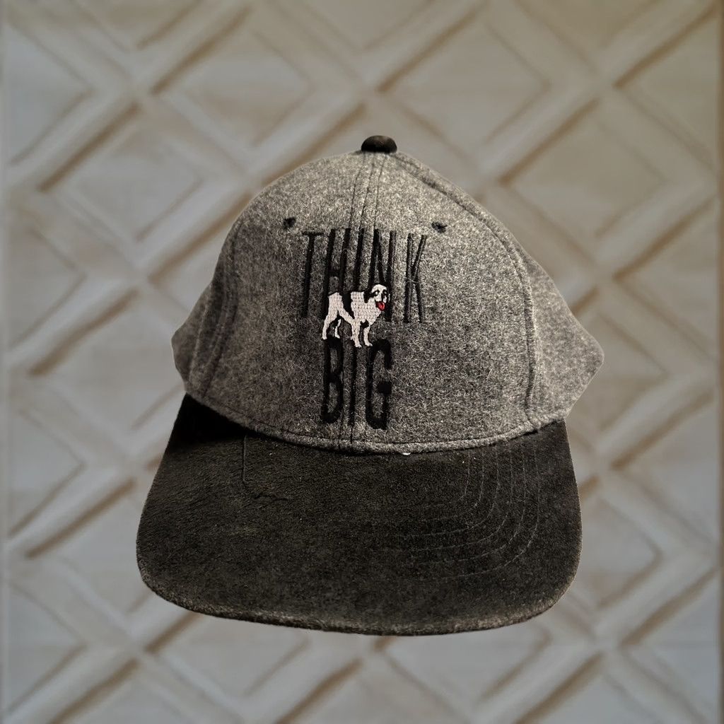 Big Dogs VINTAGE Big Dogs "Think Big" Gray Wool Snapback Hat Cap Adjustable Black 1990s Hats Mens Boys Girls Size ONE SIZE - 1 Thumbnail