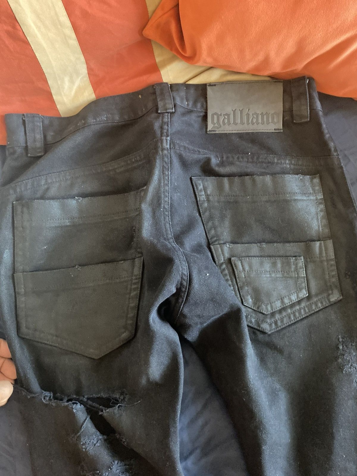 John Galliano Galliano Distressed Black Jeans (IT 48 / US 34 Size US 34 / EU 50 - 4 Thumbnail
