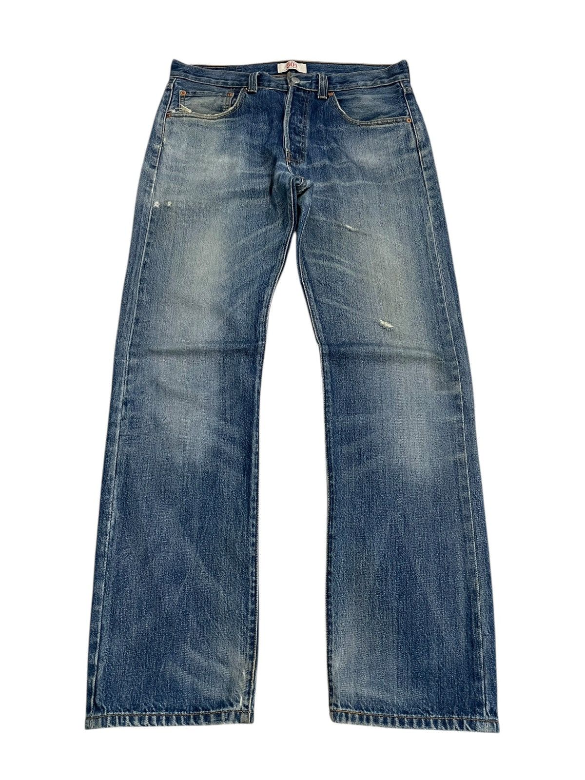 Levi's × Vintage Vintage Y2K Levis 501 Whisker Light Wash Minor Distressed Size US 32 / EU 48 - 1 Thumbnail