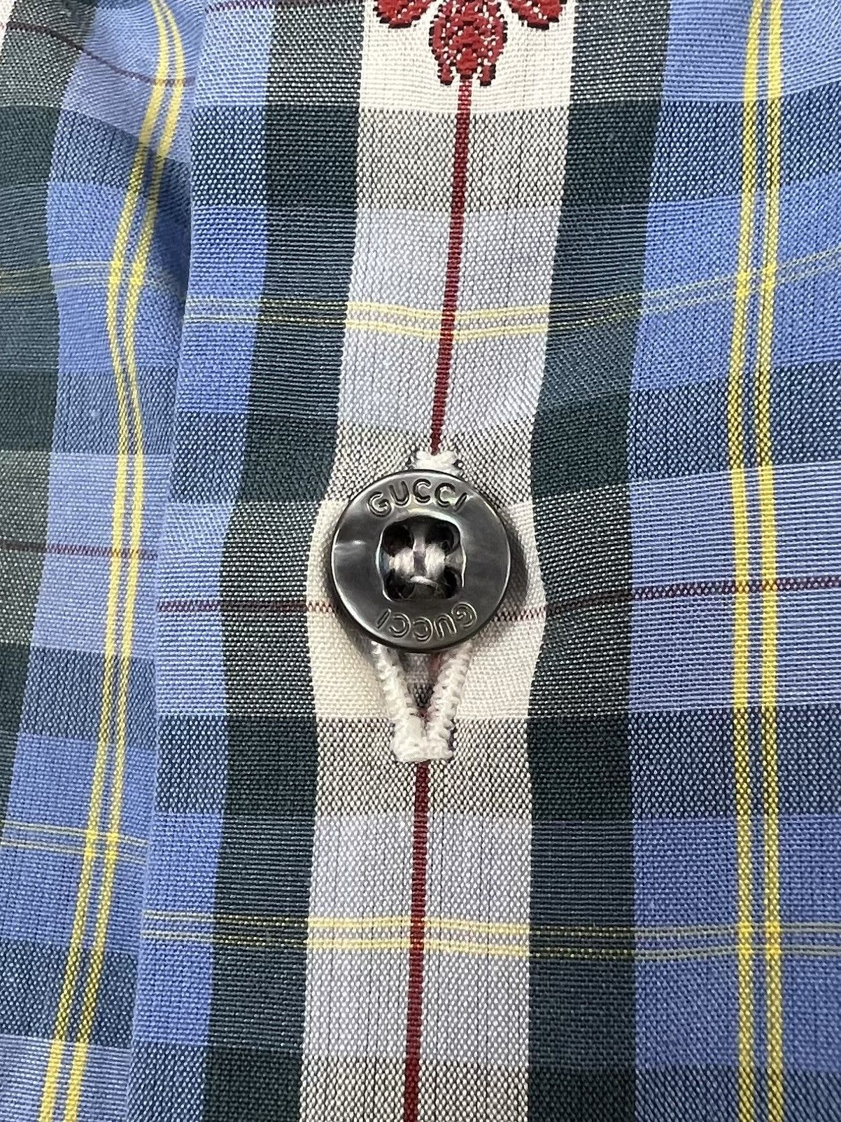 Gucci GUCCI Shirt Button Up Monogram Embroidered Bee Checkered Size US S / EU 44-46 / 1 - 10 Thumbnail