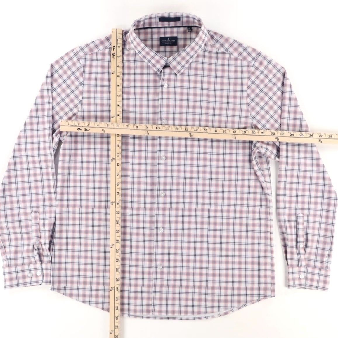 Pinko Chatham Road Performance High Stretch Polyester Plaid Long Sleeve Button Up Shirt Pink XL Men’s Slim Shirt Size US XL / EU 56 / 4 - 3 Thumbnail
