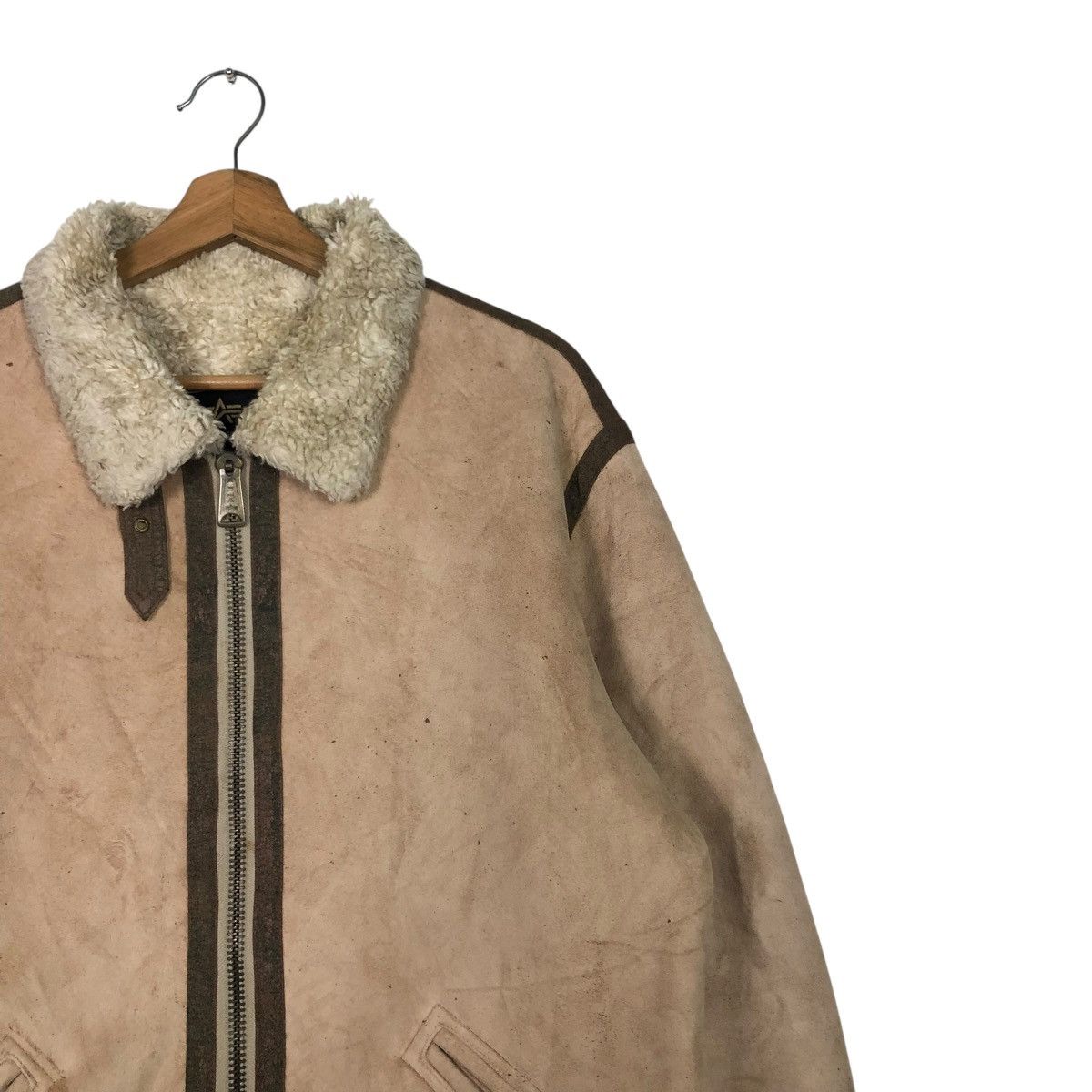 Alpha Industries 🔥VINTAGE SHEARLING SHERPA BIKER JACKET ALPHA INDUSTRIES Size US L / EU 52-54 / 3 - 8 Thumbnail