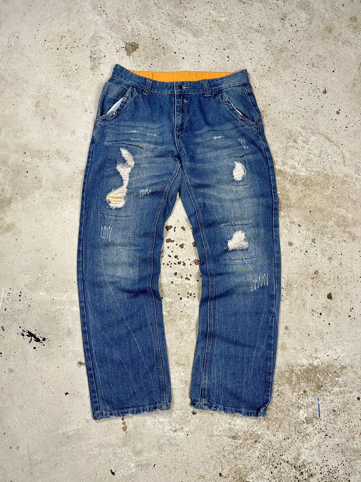 Japanese Brand × Vintage Vintage Y2K Japanese Reworked Baggy Denim Pants Jeans Size US 33 - 1 Thumbnail