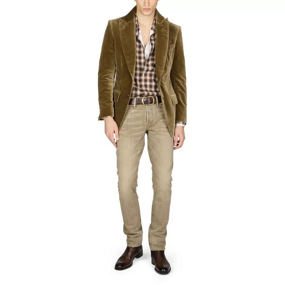 Tom Ford o1loc1c1225 DPR001 Selvedge Standard Fit Denim in Khaki Size US 30 / EU 46 - 2 Thumbnail
