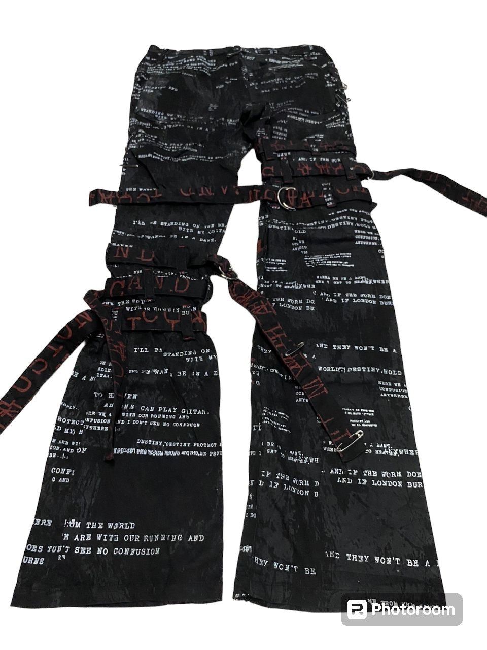 トップス h.anarchy bondage foodie Japanese Brand VINTAGE H.ANARCHY FULL PRINT BONDAGE PUNK PANTS