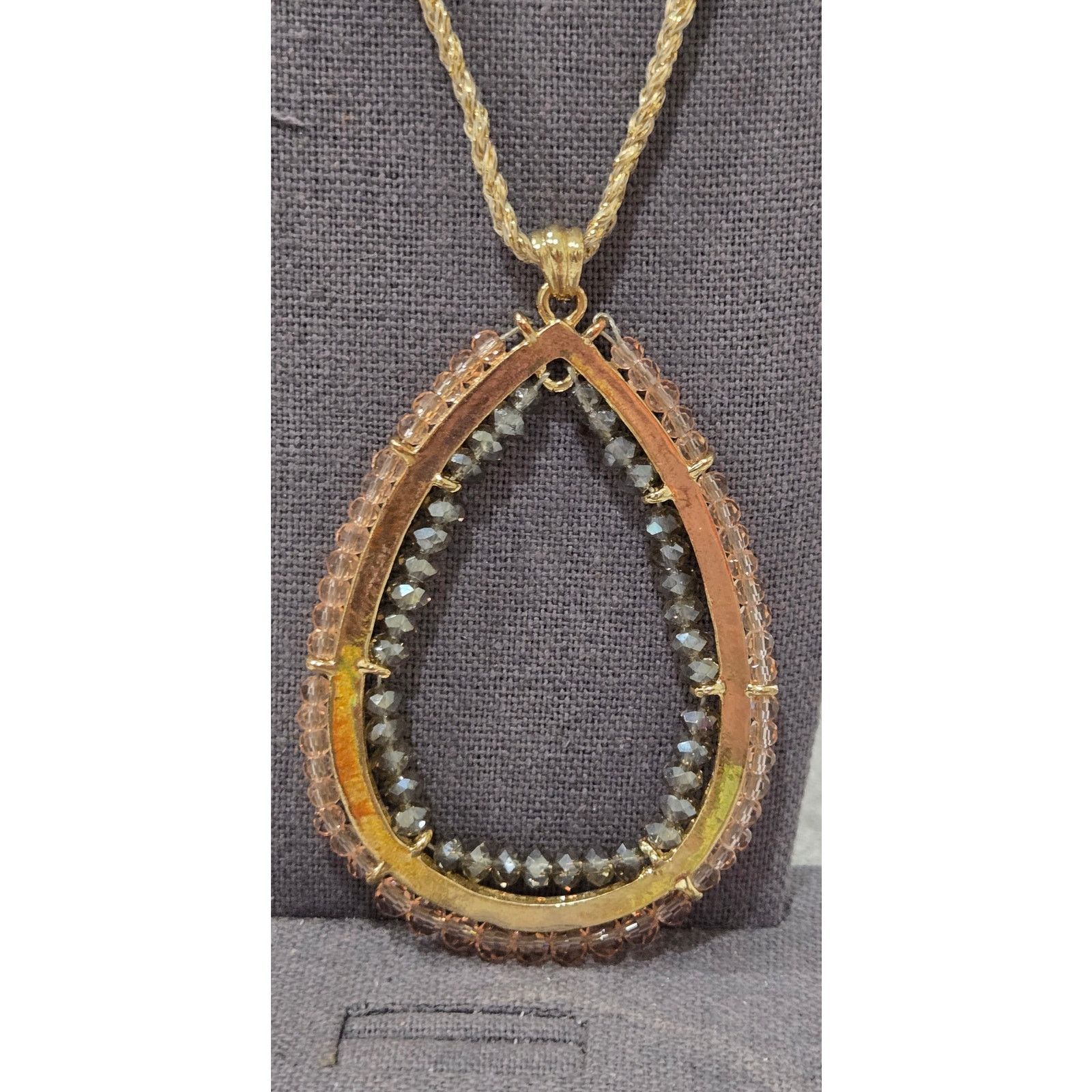 Jessica Simpson Jessica Simpson Gold Amber Beaded Teardrop Pendant Necklace Size ONE SIZE - 2 Thumbnail