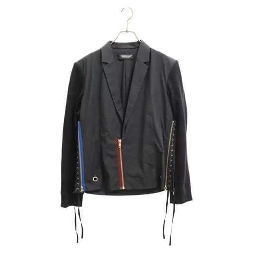 Jacket Material Switching Tailored Side String Cotton Black